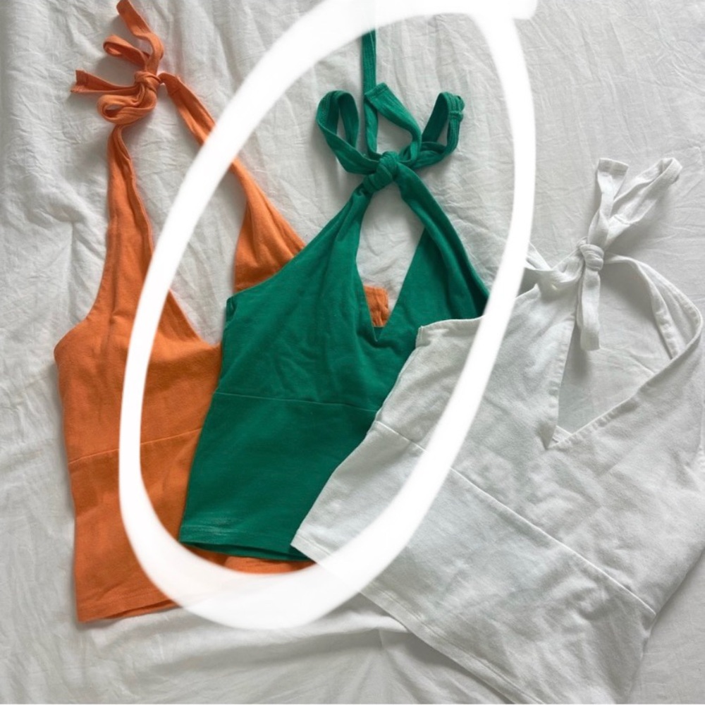 green hollister halter top